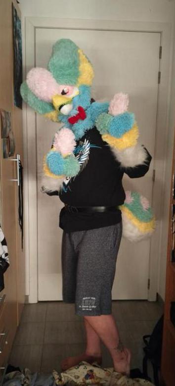 Fursuit Partial (Dino) Pastella (ENGLISH), Hobby en Vrije tijd, Kostuums, Theaterbenodigdheden en LARP, Zo goed als nieuw, Ophalen of Verzenden