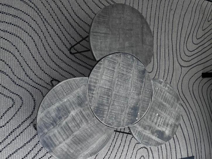 Bijzettafels multifunctioneel 4-delig, Huis en Inrichting, Tafels | Bijzettafels, Gebruikt, Rond, 45 tot 60 cm, Ophalen of Verzenden