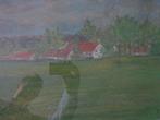 pastel Landschap met huizen en bomenrij Frans De Cock 1920, Ophalen