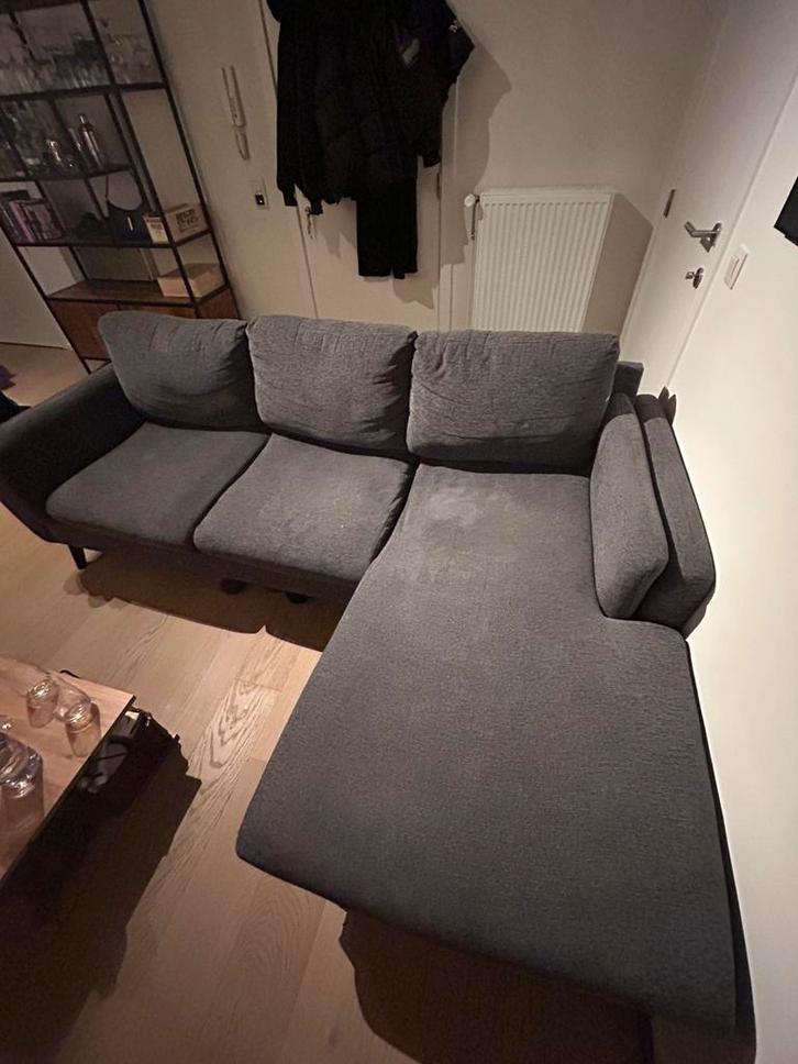 Grijze hoekzetel 3-zit, Maison & Meubles, Canapés | Sofas & Chaises Longues, Comme neuf, Trois personnes, 200 à 250 cm, 125 à 150 cm