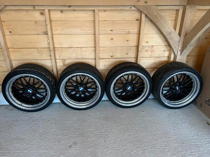 Jantes style BBS noir et chrome avec pneus, Auto-onderdelen, Banden en Velgen, Band(en), 19 inch, Ophalen