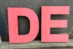Rode zinken letters DE, gevelletters, Aalst, Ophalen, Gebruikt, Reclamebord