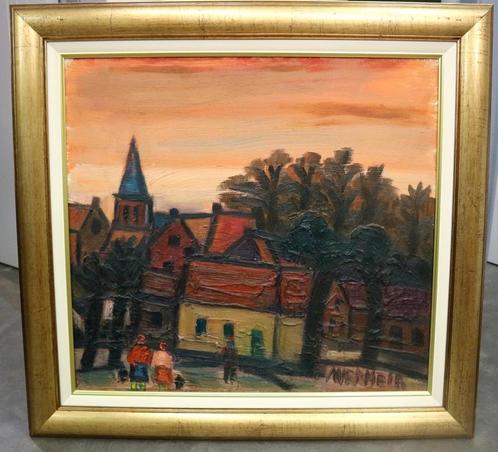 Alfons VERMEIR, mensen in het dorp, Antiek en Kunst, Kunst | Schilderijen | Klassiek, Ophalen of Verzenden
