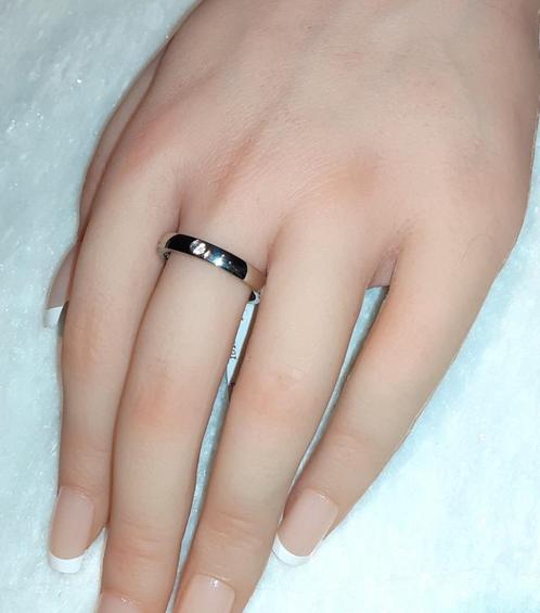 Ring zilver met wit diamantje Lucardi, Bijoux, Sacs & Beauté, Bagues, Blanc, Argent, Envoi