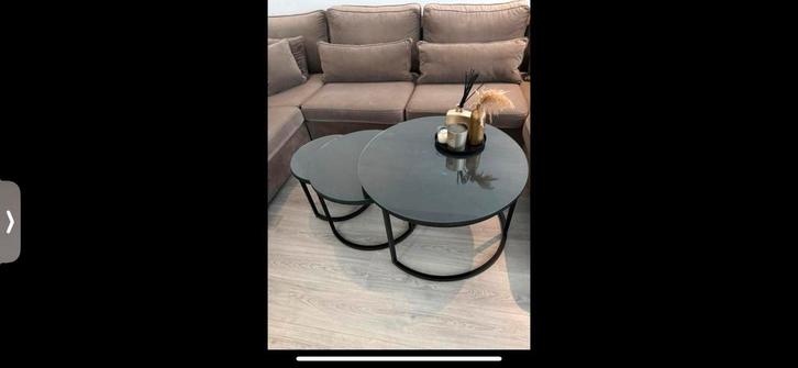 Set van 3 houten tafels met bescherming, Huis en Inrichting, Tafels | Salontafels, Ophalen