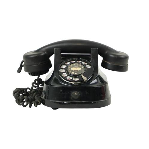 Oude Zwarte Telefoon Draaischijf Metaal Bakeliet ATEA 1949, Telecommunicatie, Vaste telefoons | Niet Draadloos, Gebruikt, Bakeliet