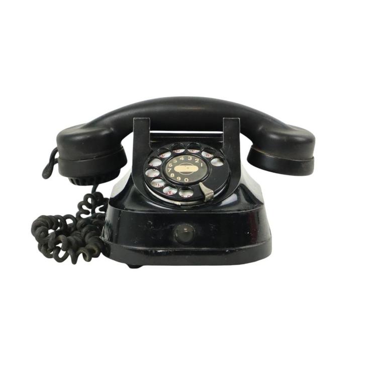 Oude Zwarte Telefoon Draaischijf Metaal Bakeliet ATEA 1949, Telecommunicatie, Vaste telefoons | Niet Draadloos, Gebruikt, Bakeliet