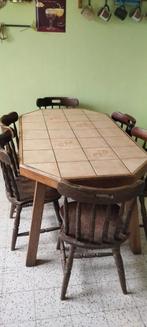 table carrelée et chaises type bistrot, Ophalen, Gebruikt, 100 tot 150 cm, Vijf personen of meer