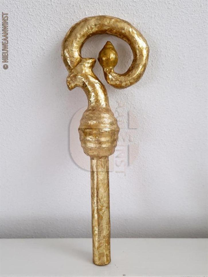 Authentieke V&D etalage Sinterklaas staf - 30cm, goudkleurig, Diversen, Sinterklaas, Verzenden