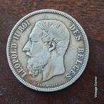 5 Frank Leopold II 1868 B Belgie, Postzegels en Munten, Zilver, Ophalen of Verzenden, Losse munt, Zilver
