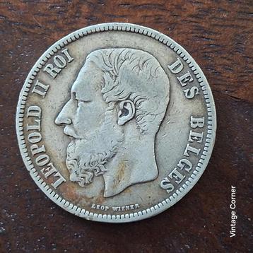 5 Frank Leopold II 1868 B Belgie beschikbaar voor biedingen