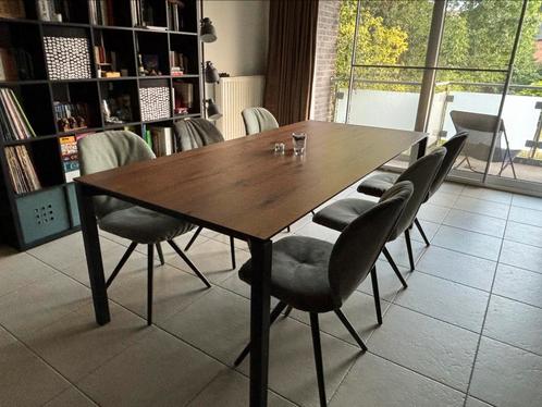 Mobitec Float + 6 Mood stoelen, Huis en Inrichting, Tafels | Eettafels, Gebruikt, 100 tot 150 cm, 200 cm of meer, Vijf personen of meer