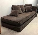 Kwalitatieve bruine longchair in velour, Ophalen, Gebruikt, Klassiek, 75 tot 100 cm