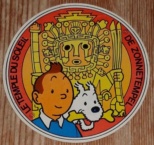 Kuifje sticker De Zonnetempel 1970 Hergé Lombard Tintin, Collections, Personnages de BD, Comme neuf, Image, Affiche ou Autocollant