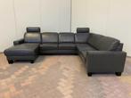 GRATIS LEVERING HEEL BE Mooi Echt Leer Zwart U-Bankstel, Hoekbank, 300 cm of meer, Leer, Ophalen of Verzenden