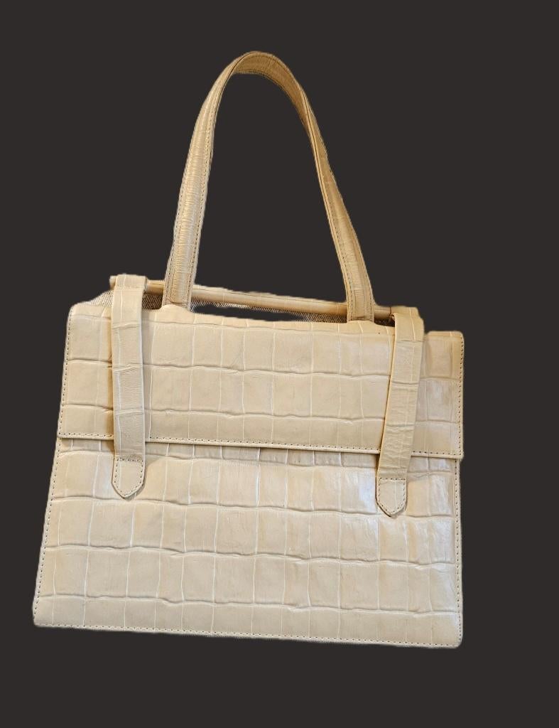 lederen handtas van Emmy Wieleman, Enlèvement ou Envoi, Utilisé, Beige, Sac à main