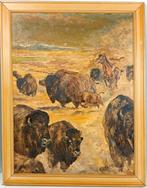 Schilderij met bizons, Antiek en Kunst, Verzenden