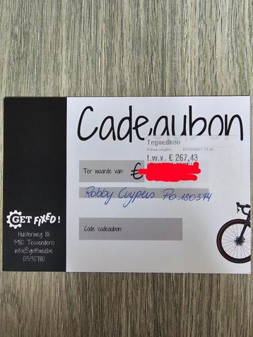 Cadeaubon twv 267€ fietsenwinkel get fixed! beschikbaar voor biedingen