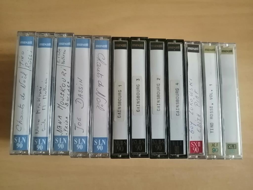 Lot 12 cassettes audio Maxell SLN 90 et XLII 90 réenregistra, Ophalen of Verzenden