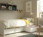 Enkel bed, Huis en Inrichting, Slaapkamer | Bedden, Ophalen, 90 cm, Eenpersoons, Wit