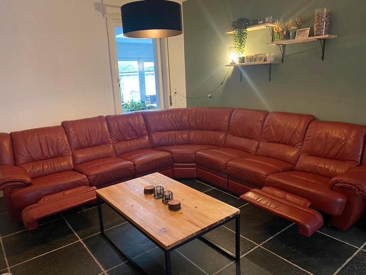 Lederen hoekzetel, Maison & Meubles, Canapés | Coins salons complets, Comme neuf, Enlèvement