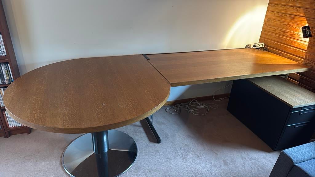 Bureau avec table de reunion et caisson, Maison & Meubles, Bureaux, 270 cm, Enlèvement, Utilisé, Bois