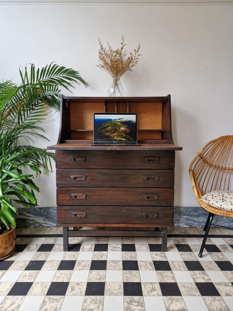 Vintage midcentury secretaire | bureau | retro, Huis en Inrichting, Kasten | Secretaires, Ophalen
