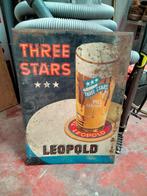 Three stars leopold pils emaille bord, Verzamelen, Ophalen of Verzenden, Gebruikt, Reclamebord, Plaat of Schild, Overige merken
