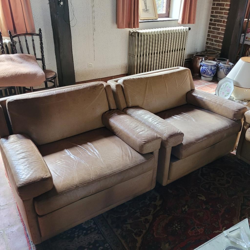 Vintage bankstel De Sede, Huis en Inrichting, Zetels | Zetels, Ophalen, Gebruikt, Leer