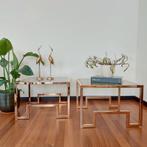 Vintage bijzettafelset, Huis en Inrichting, Ophalen, Minder dan 45 cm, Vierkant, 55 tot 75 cm