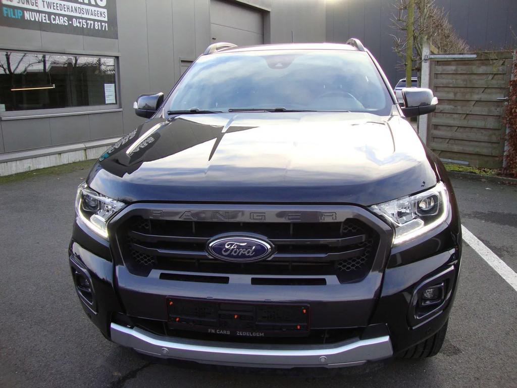 Ford Ranger 212pk, camera, gps, btw in, 2021, leder, xenon, 4 deurs, Gebruikt, 4 cilinders, Zwart