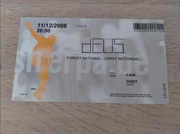 Concertticket US Forest National (Brussel), 11/12/2008, Verzamelen, Muziek, Artiesten en Beroemdheden, Gebruikt, Overige typen