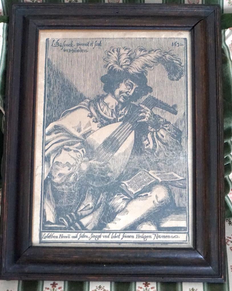 Gravure sur Bois Louis Büfinck École Allemande datée 1630, Antiquités & Art, Enlèvement ou Envoi, Encadré, 1600 - 1699, Portrait