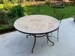 Mooie Marokkaanse tafel + twee stoelen, Salons de jardin, Enlèvement, Utilisé, Autres matériaux