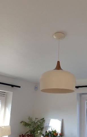 Lustre blanc crème et imitation bois, Enlèvement, Utilisé, Métal, Moderne