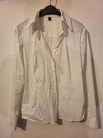 Witte blouse esprit 40/42 met brede kraag, taille en v-hals, Taille 42/44 (L), Enlèvement ou Envoi, Comme neuf, Blanc
