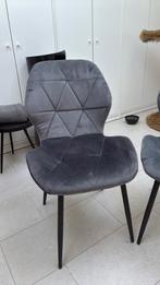 2 (tafel) stoelen, grijs, stof, retrolook., Maison & Meubles, Enlèvement, Comme neuf, Gris, Tissus