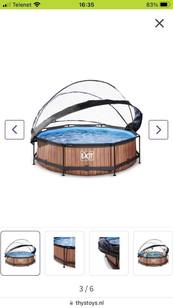 Zwembad Exit wood met overkapping & toebehoren, Jardin & Terrasse, Piscines, Utilisé, Piscines hors sol, Moins de 80 cm, 200 à 300 cm