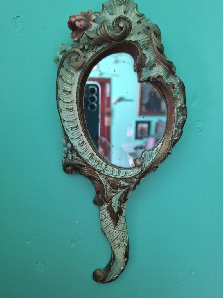 Miroir à main ancien, Antiquités & Art, Enlèvement, Ovale, Moins de 50 cm, Moins de 100 cm