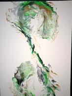 Abstract modern acryl canvas 50*70cm - wit/groen, Enlèvement ou Envoi