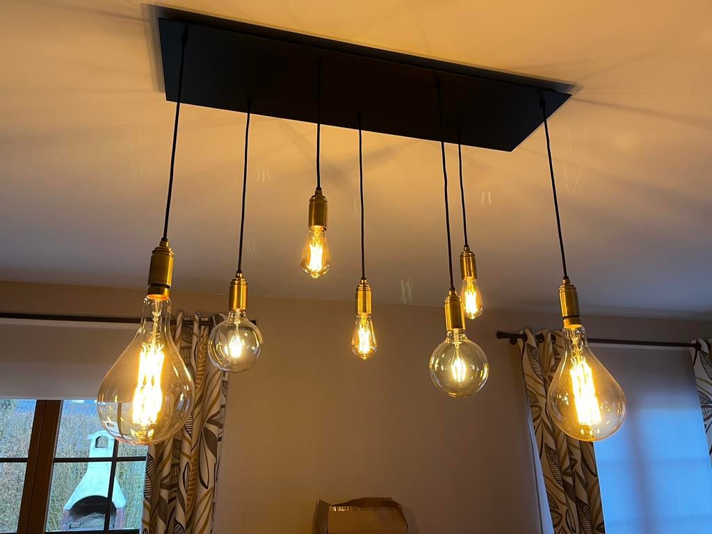 Hanglamp met 7 lichtpunten, Ophalen, Zo goed als nieuw, Glas, Modern