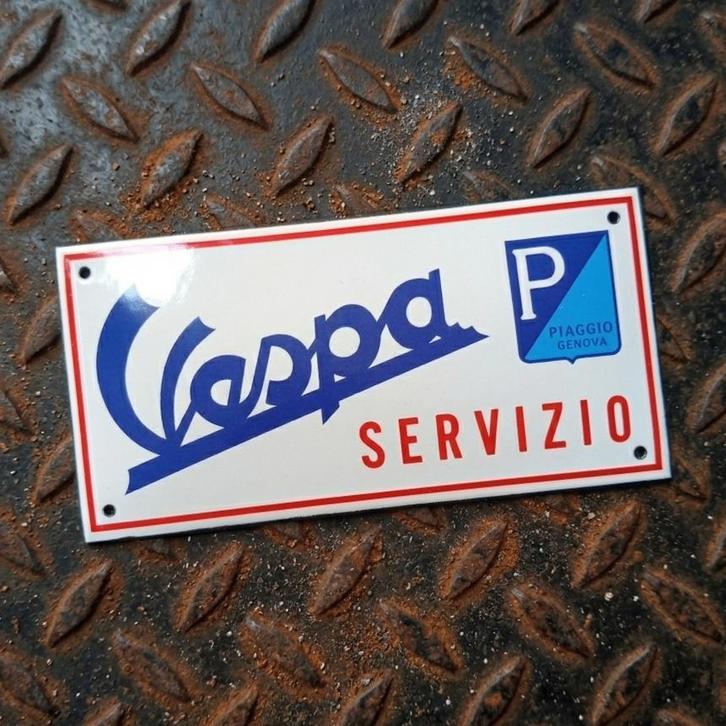 Emaille Schild VESPA Vintage Scooter Reclamebord Italië 80's, Verzamelen, Merken en Reclamevoorwerpen, Gebruikt, Reclamebord, Verzenden