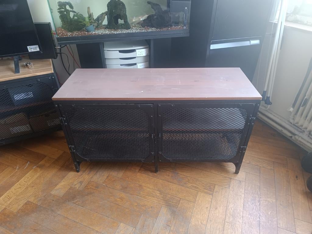 Meuble TV Ikea noir métal bois, Enlèvement ou Envoi, Métal