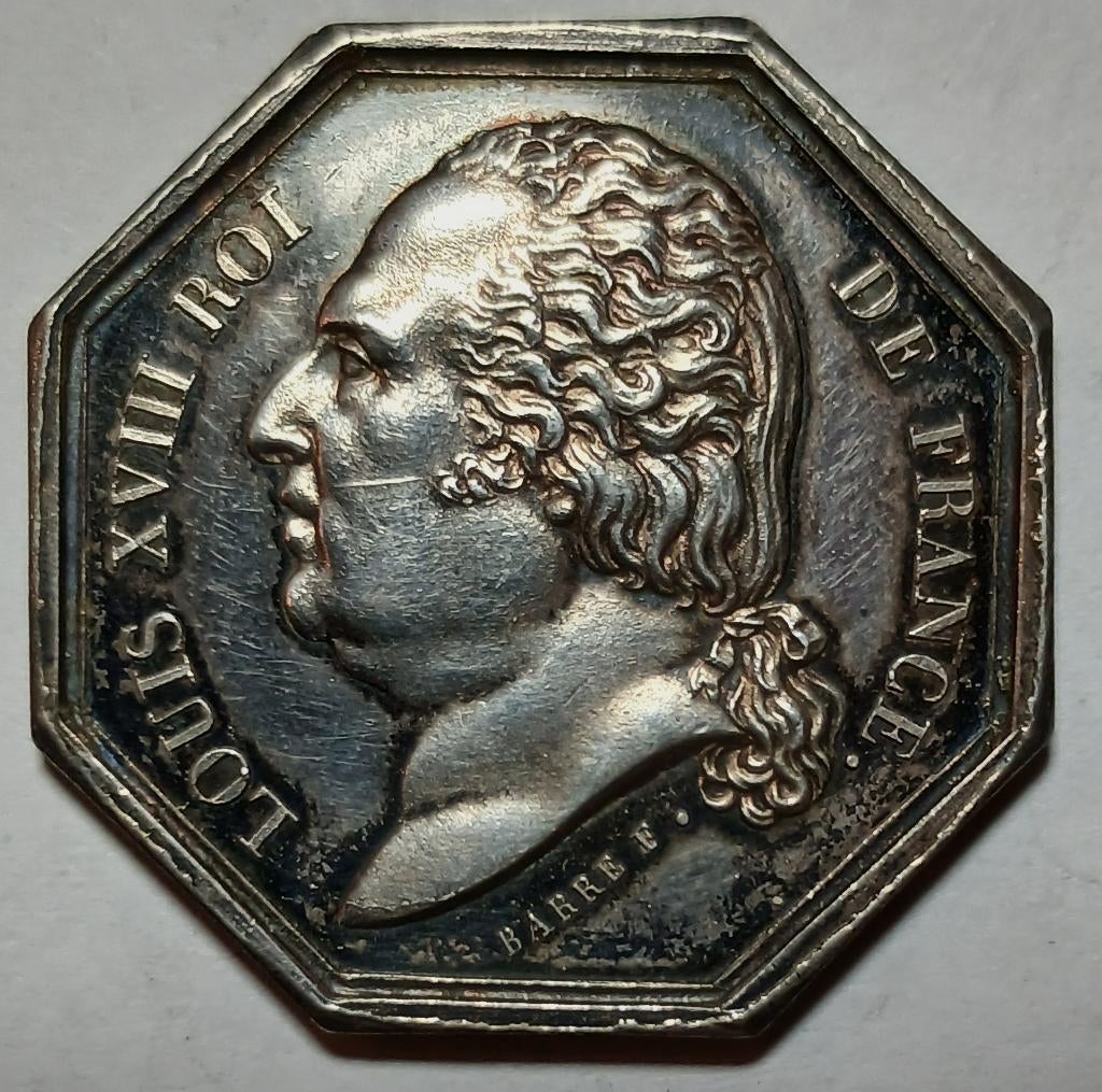 médaille d'argent 1818 Louis XVIII Assurances Generales, Timbres & Monnaies, Pièces & Médailles, Enlèvement ou Envoi, Argent