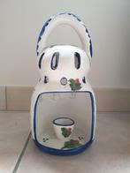 Keramiek Lantaarn Kaars Blauw Wit Met Bloem, Ophalen, Overige materialen, Gebruikt, Groen