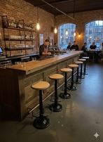 24 Industriele Necchi barkrukken metaal zitting Hout, Neuf, Avec repose-pieds, Enlèvement, Bois