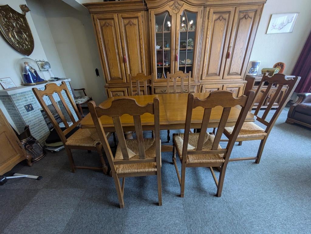 Table à manger avec 6 chaises, pliable !, Vintage, landelijk, 150 à 200 cm, Cinq personnes ou plus, Enlèvement