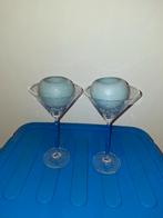 Glazen cocktail kaarshouders, Huis en Inrichting, Ophalen, Overige materialen, Gebruikt, Blauw