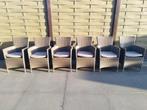 6 bruine tuinstoelen met kussens, Enlèvement