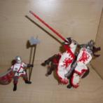 Chevaliers blancs/rouges avec cheval PAPO, Collections, Jouets miniatures, Comme neuf, Enlèvement ou Envoi
